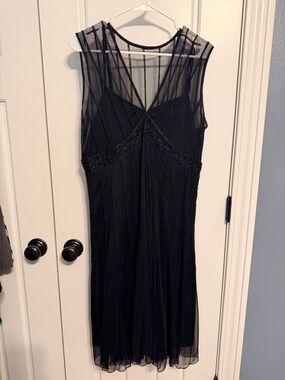 Mixit Black Mesh Overlay Evening Dress